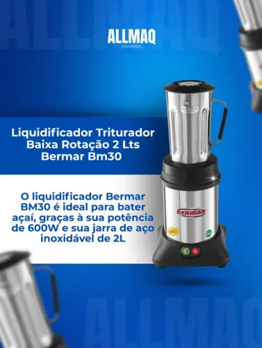 Liquidificador Triturador Baixa Rotação  2 litros Bermar