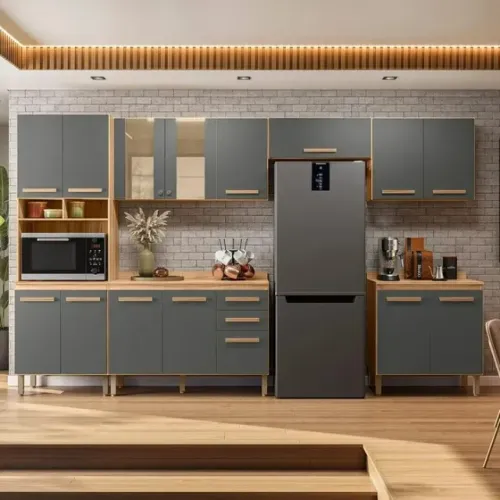 "Design Contemporâneo para sua Cozinha: Conjunto Modulado Intenza Ravena 6 Peças - Nicioli