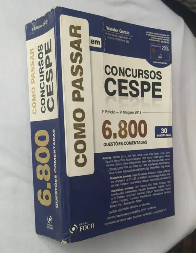 Livro Como Passar Concursos CESPE - 6800 Questões Comentadas - 30 Disciplinas.