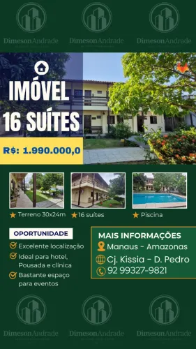 Pousada e Guest house com 16 suítes e área de lazer no bairro Dom Pedro