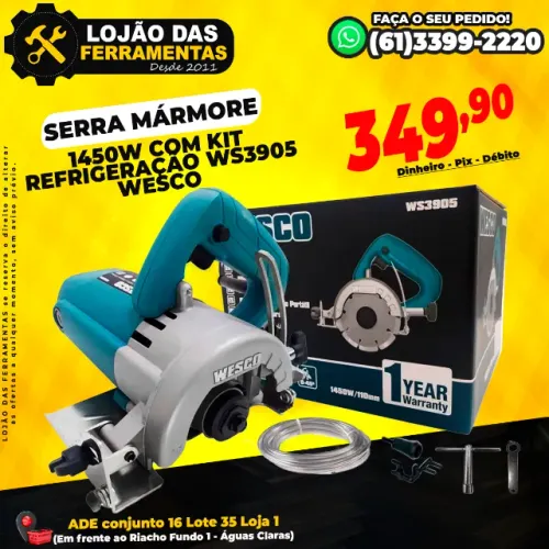Serra Mármore 1450w Kit Refrigeração WS3905 Wesco