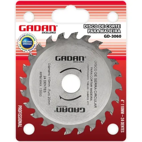 DISCO DE CORTE 4\" 24 DENTES PARA MADEIRA