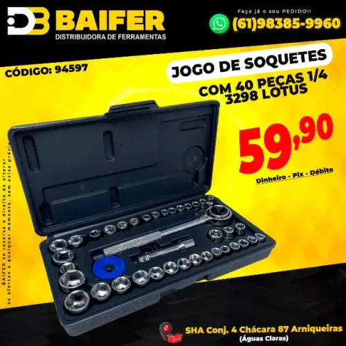 Jogo de Soquetes Com 40 Peças 1/4 3298 Lotus