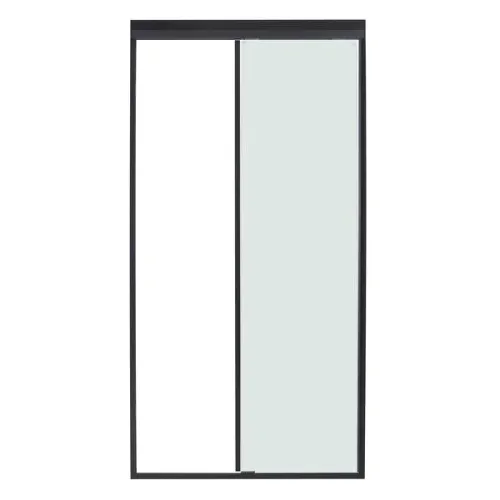 box para banheiro 130x200 cm vidro incolor frontal de correr 2 folhas preto duo safe speed
