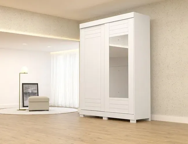 Guarda Roupa 2 Portas Espelho Ayla 100% MDF - Entrega/Montagem Grátis para Fortaleza