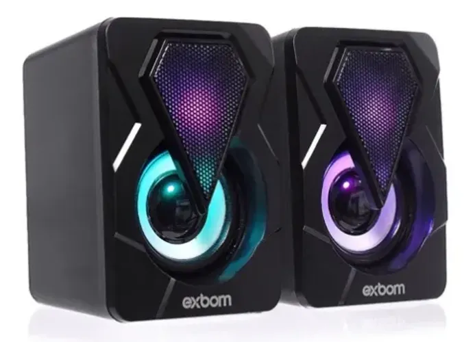 Caixa de Som Gamer Rgb Exbom CS-C20 2.0 10W RMS para Computador e Notebook
