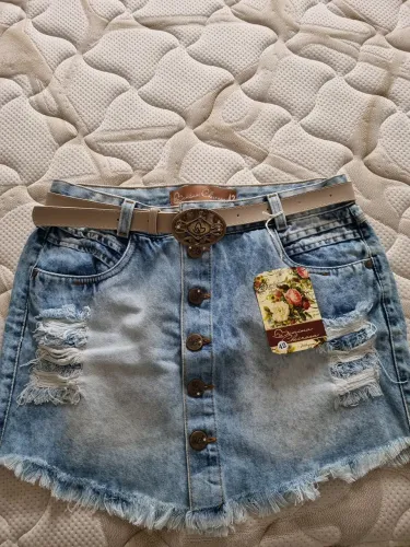 Saia jeans tamanho 42 nova com etiqueta acompanha cinto