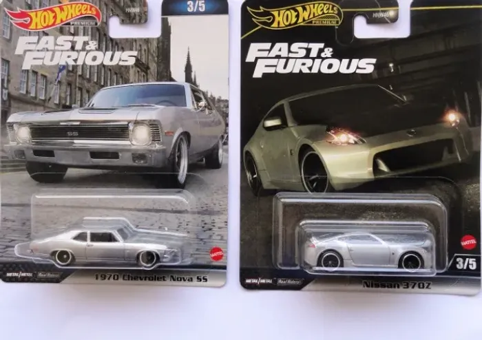 hot wheels combo 2 fast & furious velozes furiosos nissan 370z + 70 chevrolet nova ss