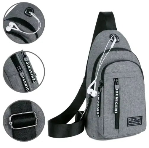 Mochila de Ombro Masculina Cinza - ICENICENI