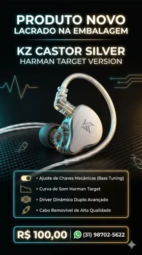 Fone de ouvido kZ castor silver harman version