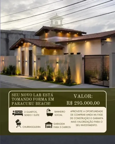 CASA EM CONSTRUÇÃO 2 QUARTOS, SENDO 1 SUITE - PARACURU - CE