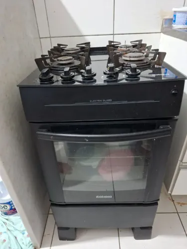 Fogão Itatiaia 4 Bocas Electra Glass com Mesa de Vidro e Acendimento Automático - Preto