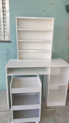 Mesa de Manicure Completa com Expositor de Esmaltes,Carrinho Auxiliar