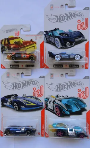 hot wheels id chase oferta 4 miniaturas pintura especial com chip veja spectraflame