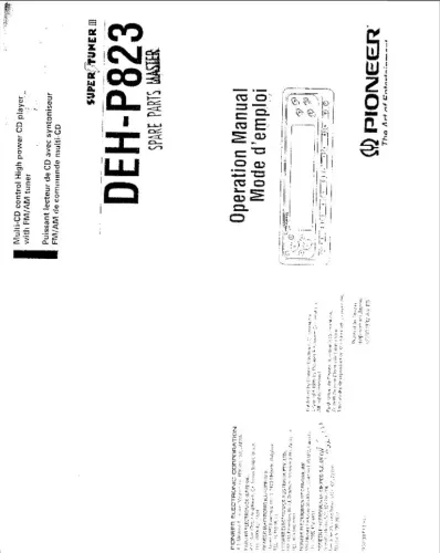 Manual Original Pioneer DEH-P823 
