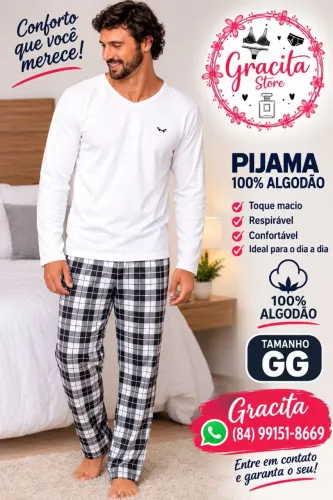 Pujama Panda 100% em Algodão Adulto 