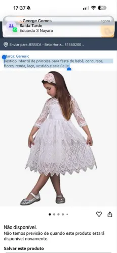 Vestido de renda Meninas