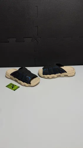 Nike Air More Uptempo Slide Black Sanddrift Iridescent