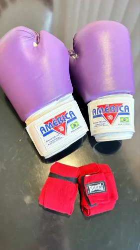 luvas para boxe e Muay Thais, marca America + bandagem elástica 