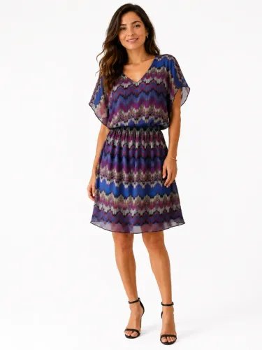 Vestido Espresso M - Estampa Chevron - Com Forro