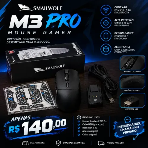 Mouse gamer Smailwolf m3 pro com dock