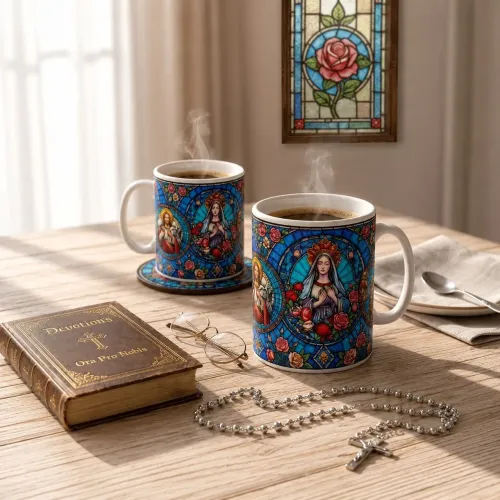Caneca Religiosa Floral Fé Delicada Presente