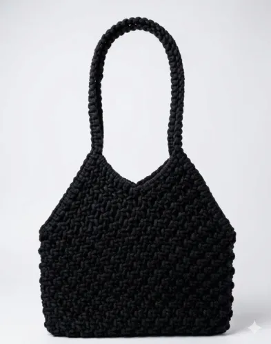 Bolsa Macramê Artesanal Preta