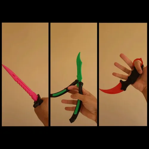 Kit 3 facas SC:GO - Karambit, Baioneta e Butterfly.
