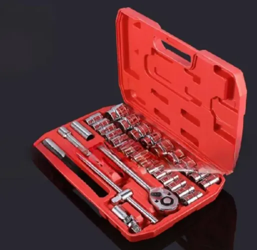 Kit de Ferramentas 46 Peças Jogo de Saquetes Chave Catraca Reversível Com Maleta.
