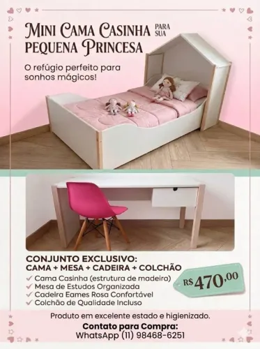 Cama infantil com escrivaninha para crianças até 6 anos - USADA EM PERFEITO ESTADO