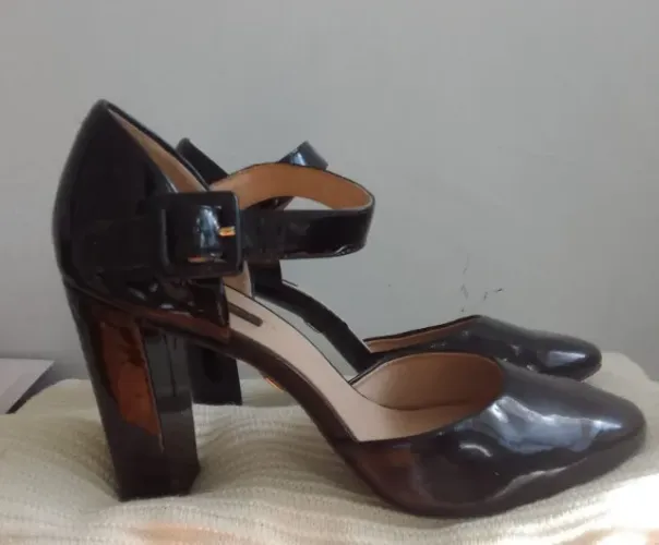 sapato jorge bischoff em verniz preto, tamanho 38 