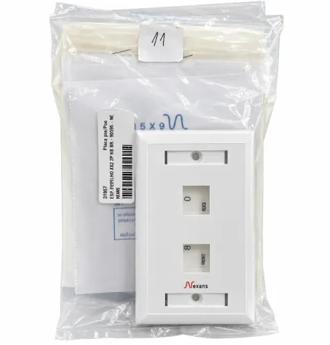 KIT DE 11 UNIDADES PLACA 4X2 ESPELHO 2 POSTOS BRANCA - NEXANS