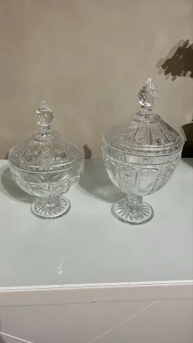 Kit 2 Bomboniere Baleiro Potiche com Pé de Cristal