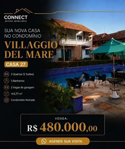 Vendo Excelente Casa em Salinas, Rua G Condomínio Villaggio Del Mare - Centro - Salinópol