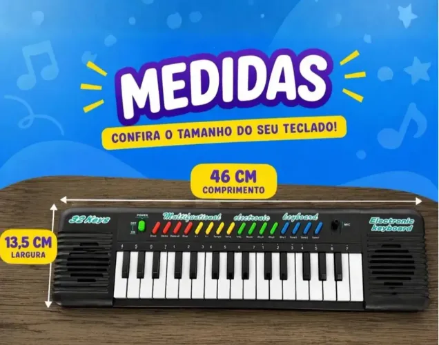 Teclado musical infantiil com microfone 