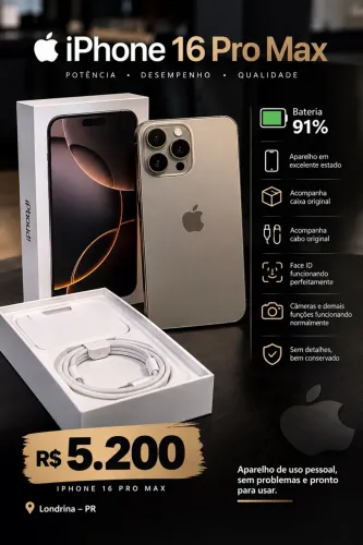 iPhone 16 Pro Max 91% bateria 