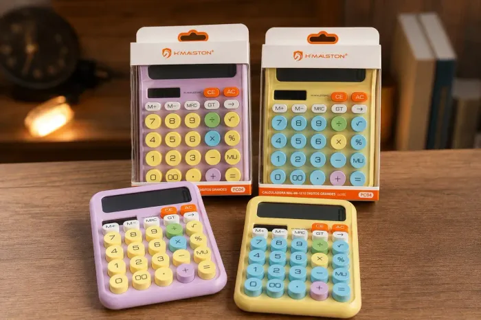 Calculadora de Mesa Colorida com Teclas Redondas e Visor Grande