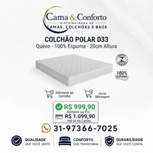 COLCHÃO QUEEN D33 20 DE ALTURA DIRETO DA FÁBRICA