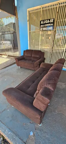 jogo sofa retrô 2 e 3 lugares bem conservado - entrega grátis 
