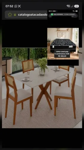 MESA 4C AGN ANNA RETANGULAR 116X80 C/VIDRO CAD LARISSA MADEIRA/OFF WHITE