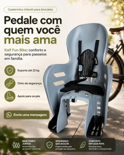 Cadeirinha Infantil Kalf Fun Bike para Bicicleta - Completa com Base