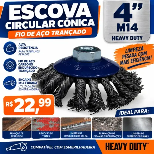 Escova Circular Cônica 4" - M14