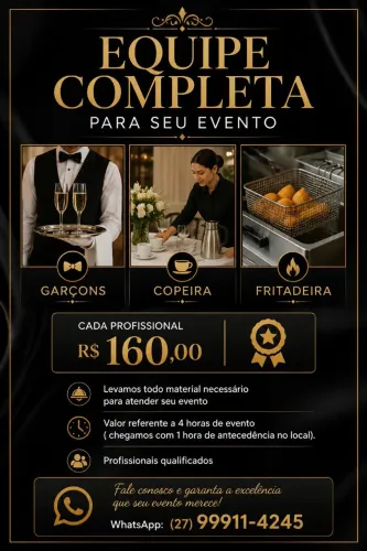Garçom e copeira e fritadeira 