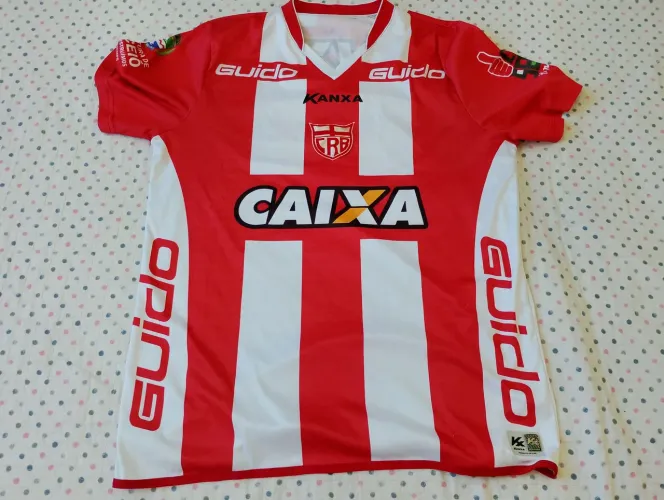 camisa de futebol Kanxa CRB III 2015 branca e vermelha original de época