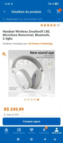 HEADSET SEM FIO THREE MODE, SMAILWOLF L80 BRANCO NOVO, na caixa LACRADO
