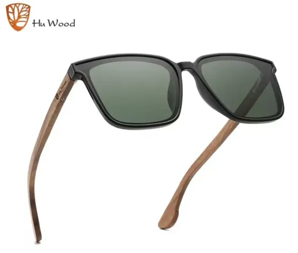 Oculos de Sol com Lentes Polarizadas Com Proteção UV Armação Madeira Lentes Pretas HuWood