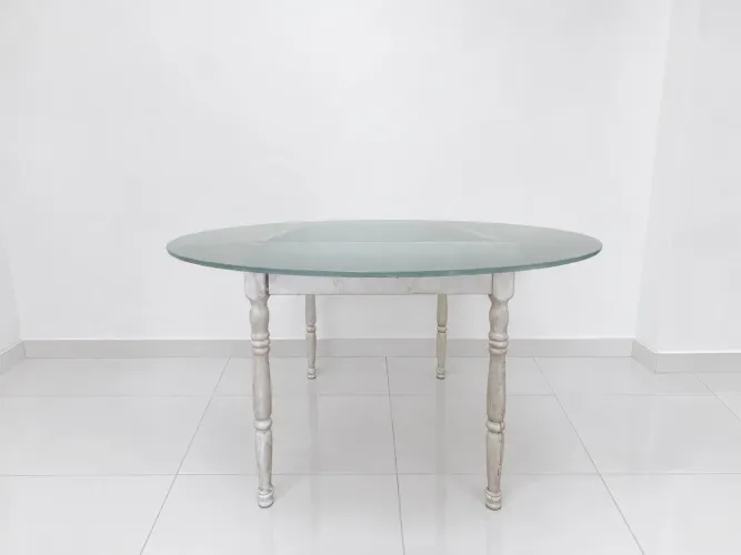 Mesa de Vidro Redonda 4 Cadeiras