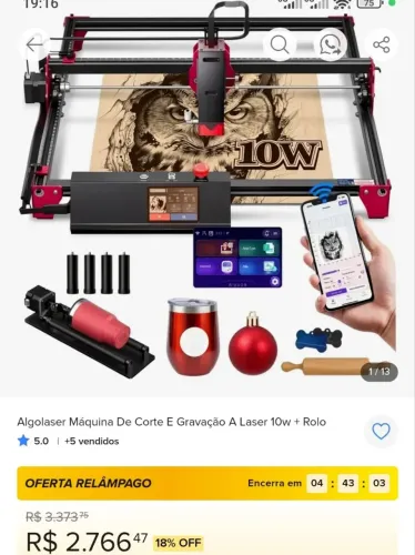 Máquina de gravação a laser