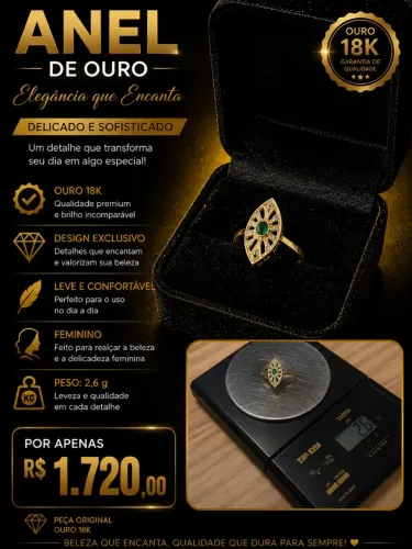 Anel em ouro feminino, ouro 18k!