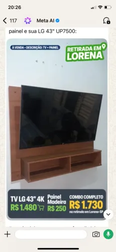 TV LG 43" 4K UHD 43UP7500 Smart + Painel Madeira - Seminova
